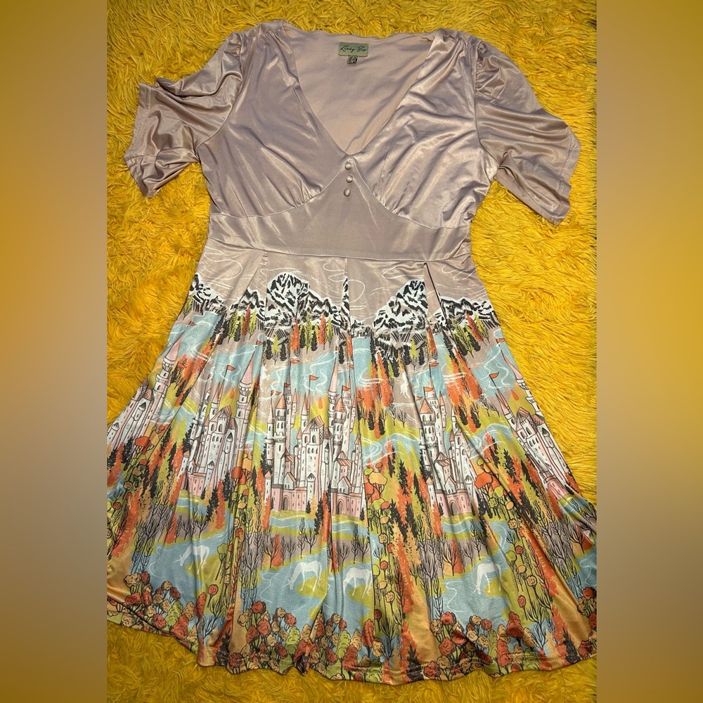 Lindy Bop Swing Dress Pink Size UK 16
